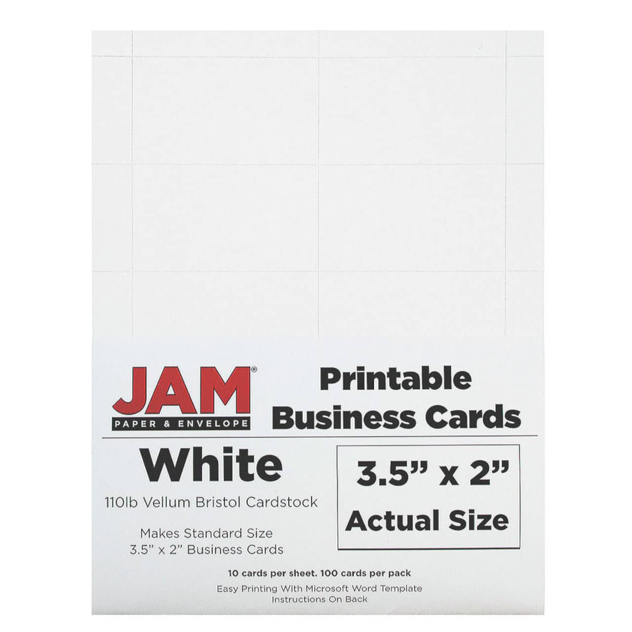 JAM Paper 3.5" x 2" Printable Business Cards, 100ct.